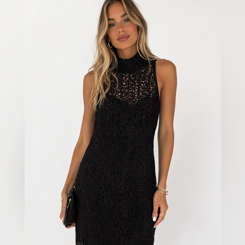 Lauren Ralph Lauren Black Sleeveless Lace Sheath Dress Size 8